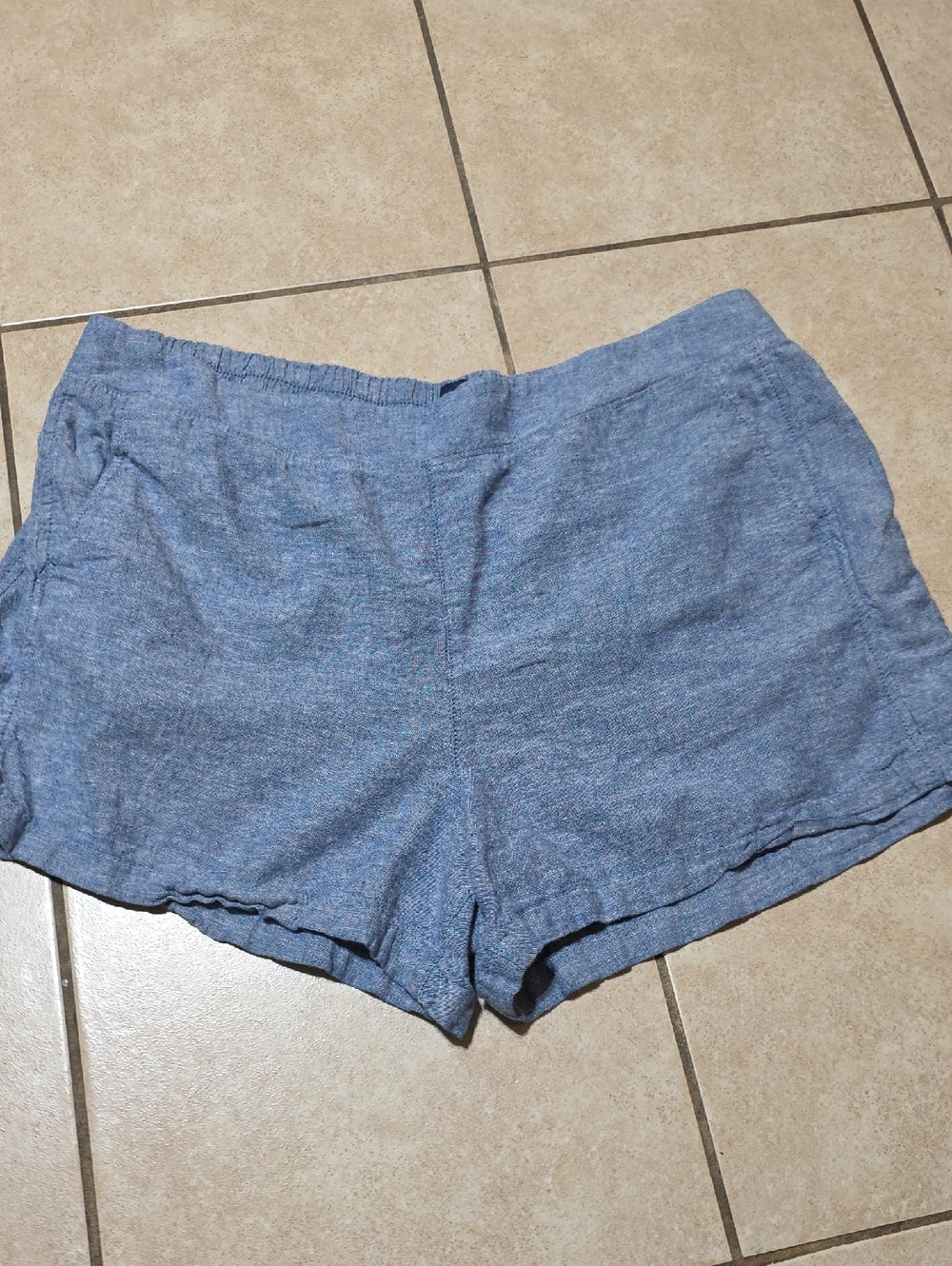 GAP Light Blue High-Waist Linen-Blend Women's Shorts